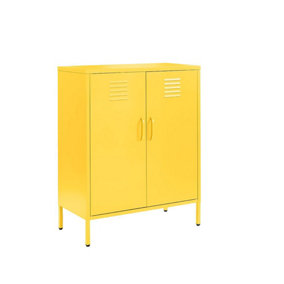 Yellow Metal 2 Door Sideboard, Drink Cabinets, Industrial Storage Cabinet for Home  or Office