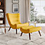 Yellow Modern Curved Lounge Chair with Footstool
