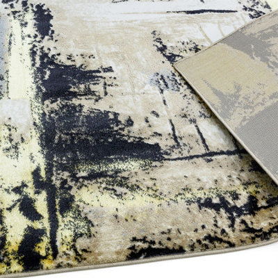 Yellow Modern Easy To Clean Abstract Rug For Dining Room Bedroom And Living Room-160cm X 230cm