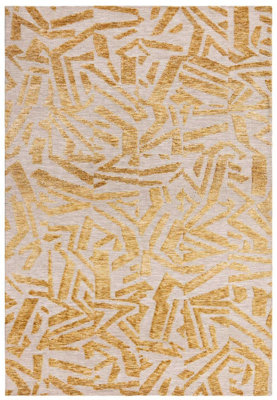 Yellow Modern Easy to Clean Abstract Rug for Living Room Bedroom and Dining Room-160cm X 230cm