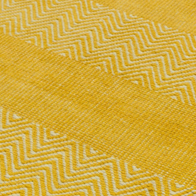 Yellow Modern Geometric Graphics Natural Fibers Handmade Rug For Dining Room Bedroom & Living Room-100cm X 150cm