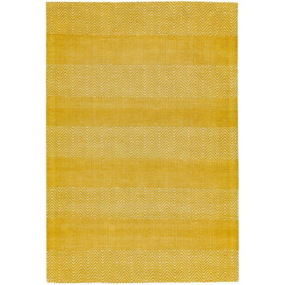 Yellow Modern Geometric Graphics Natural Fibers Handmade Rug For Dining ...