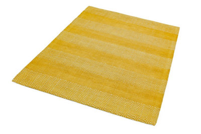 Yellow Modern Geometric Graphics Natural Fibers Handmade Rug For Dining Room Bedroom & Living Room-160cm X 230cm