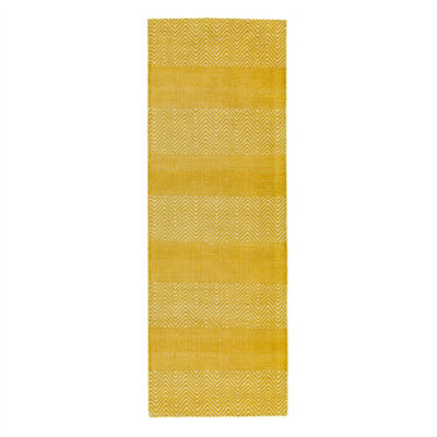 Yellow Modern Geometric Graphics Natural Fibers Handmade Rug For Dining Room Bedroom & Living Room-66 X 200cm (Runner)