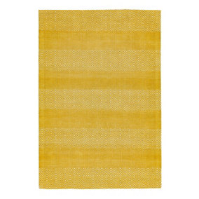 Yellow Modern Geometric Graphics Natural Fibers Handmade Rug For Dining Room Bedroom & Living Room-66 X 200cm (Runner)