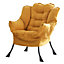 Yellow Modern Steel Frame Soft Suede Lazy Chair Upholstered High Back Armchair