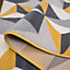 Yellow Ochre Grey Geometric Living Room Runner Rug 60x240cm