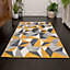 Yellow Ochre Grey Kaleidoscope Geometric Living Room Rug 240x330cm