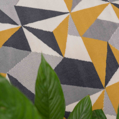 Yellow Ochre Grey Kaleidoscope Geometric Living Room Rug 240x330cm - 3