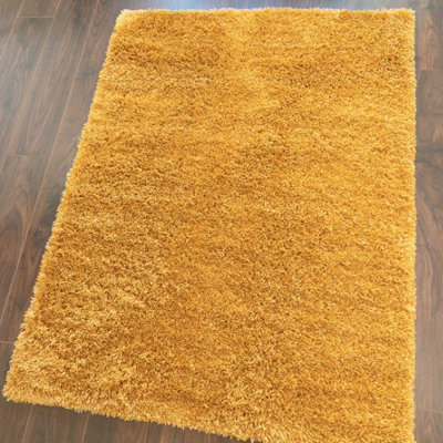 Yellow Ochre Soft Shaggy Runner Rug 60x240cm