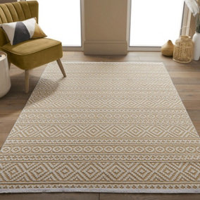 Yellow Outdoor Rug, Geometric Stain-Resistant Rug For Patio Decks, 3mm Modern Outdoor Luxurious Area Rug-160cm X 220cm
