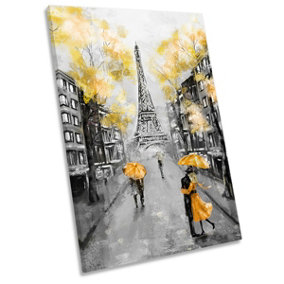 Yellow Paris Eiffel Tower CANVAS WALL ARTWORK Portrait Print Art (H)122cm x (W)81cm