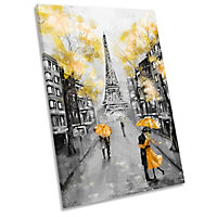 Yellow Paris Eiffel Tower CANVAS WALL ARTWORK Portrait Print Art (H)46cm x (W)30cm