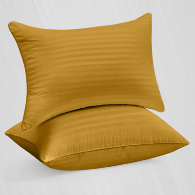 YELLOW PILLOWCASE LUXURY CASES MICROFIBER HOUSEWIFE STRIPE PILLOW COVER PAIR