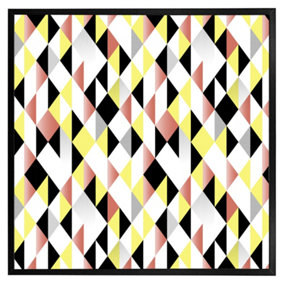 Yellow, pink & black geometric pattern (Picutre Frame) / 20x20" / Grey