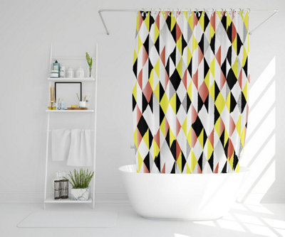 Yellow, Pink & Black Geometric Pattern (Shower Curtain) / Default Title Price Comparisons | Compare The Build