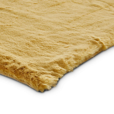 Yellow Plain Shaggy Handmade Luxurious Living Room Bedroom & Dining ...