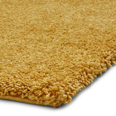 Yellow Plain Shaggy Modern Easy to Clean Rug for Living Room Bedroom and Dining Room-120cm X 170cm