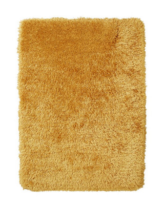 Yellow Plain Shaggy Rug, Plain Anti-Shed Rug, 8cm Thick Handmade Rug, Modern Luxurious Rug for DiningRoom-60cm X 120cm