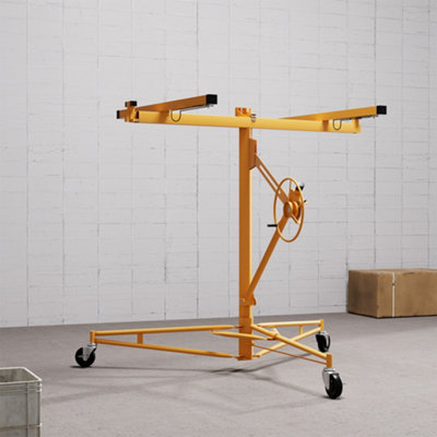 Yellow Profession Mobile 11ft Drywall Hoist Plasterboard Lifter Caster Panel Sheet Lift