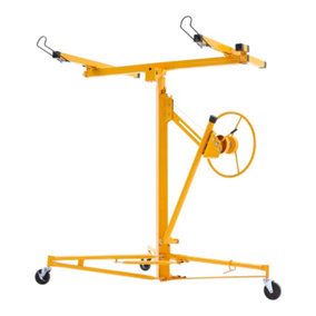 Yellow Profession Mobile 11ft Drywall Hoist Plasterboard Lifter Caster Panel Sheet Lift