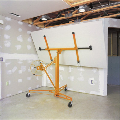 Yellow Profession Mobile 11ft Drywall Hoist Plasterboard Lifter Caster Panel Sheet Lift - 3