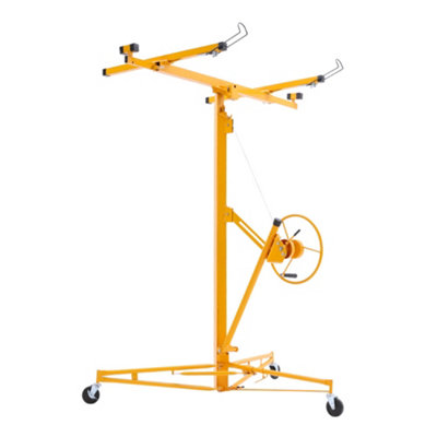 Yellow Profession Mobile 16ft Drywall Hoist Plasterboard Lifter Caster Panel Sheet Lift