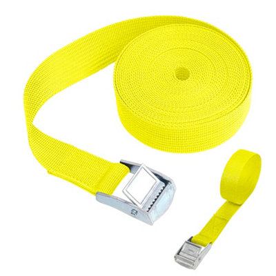 Yellow Ratchet Tie Down, (W)25mm Adjustable Buckled Straps (L)1M