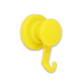 Yellow Rubber Coated Neodymium Magnet with Swivel Hook for Holding Rope, Wires and Clothing - 43mm Dia