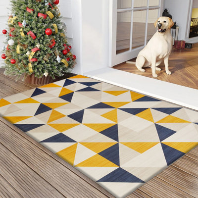 Yellow Rug for Bedroom Modern Carpet - Geometric Style Super Soft ...