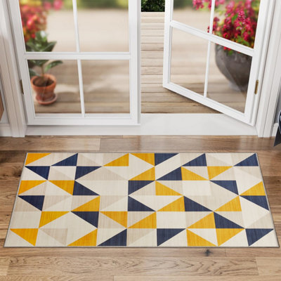 Yellow Rug for Bedroom Modern Carpet - Geometric Style Super Soft ...