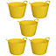 Yellow Set Of 5 Plastic Flexi Tub Storage Bucket 42L Builders Garden Horse Feed Trug Laundry Toy