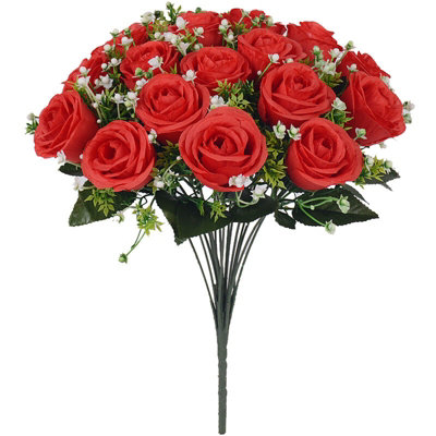 Yellow Silk Rose Artificial Flower Bouquet - 18 Heads for Wedding & Home Decor, 36cm