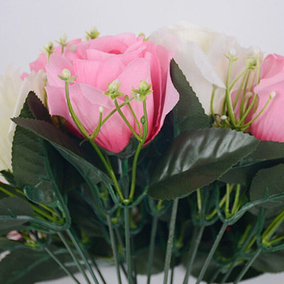 Yellow Silk Rose Artificial Flower Bouquet - 18 Heads for Wedding & Home Decor, 36cm