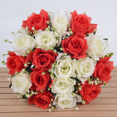 Yellow Silk Rose Artificial Flower Bouquet - 18 Heads for Wedding & Home Decor, 36cm