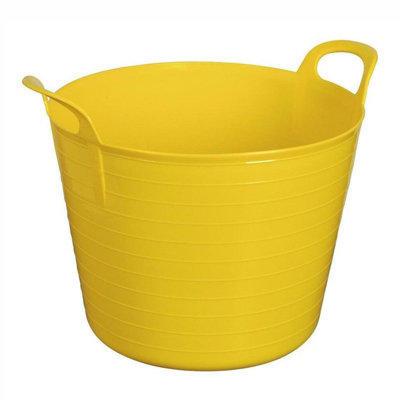 Yellow Single Plastic Flexi Tub Storage Bucket 42L Builders Garden Horse Feed Trug Laundry Toy