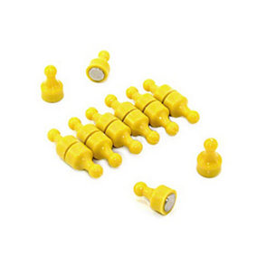 Yellow Skittle Magnet for Fridge, Office, Whiteboard, Noticeboard, Filing Cabinet -12mm dia x 21mm tall - Pack of 12