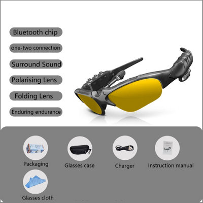 Yellow Smart Call Wireless Bluetooth Glasses