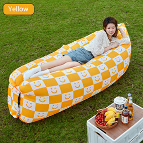 Yellow Smiley Outdoor Camping Foldable Portable Lazy Inflatable Sofa