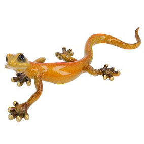 Yellow Speckled Gecko Lizard Resin Wall Shed Sculpture Statue House Large