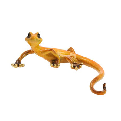 Yellow Speckled Gecko Lizard Resin Wall Shed Sculpture Statue House Medium