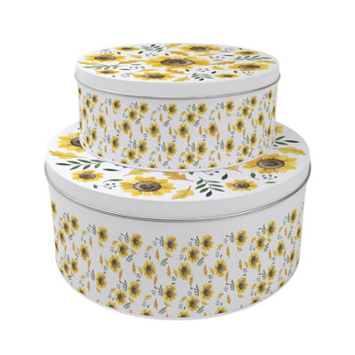 Yellow Sunflowers Set of 2 Cake Tins Gift - Summery Floral Nesting ...