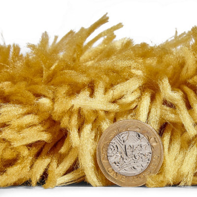 Yellow Thick Shaggy Handmade Plain Easy to Clean Rug For Bedroom Dining Room And Living Room-120cm X 170cm - 4