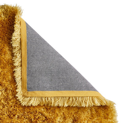 Yellow Thick Shaggy Handmade Plain Easy to Clean Rug For Bedroom Dining ...