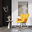 Yellow Tufted Linen Upholstered Rocking Chair