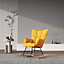 Yellow Tufted Linen Upholstered Rocking Chair