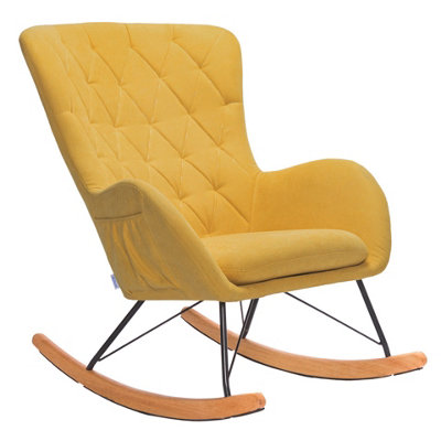 Yellow Upholstered Rocking Armchair for Living Room