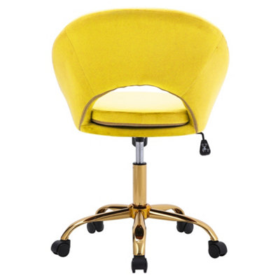 Yellow Velvet Adjustable Height Swivel Ergonomic Home Office Chair