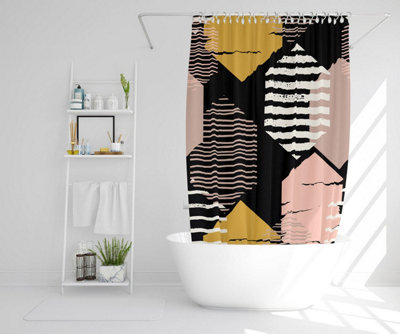 Yellow, White & Pink Hexagons (Shower Curtain) / Default Title Price Comparisons | Compare The Build