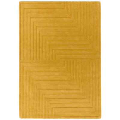 Yellow Wool Easy to clean Optical/ (3D) Handmade , Luxurious , Modern ...
